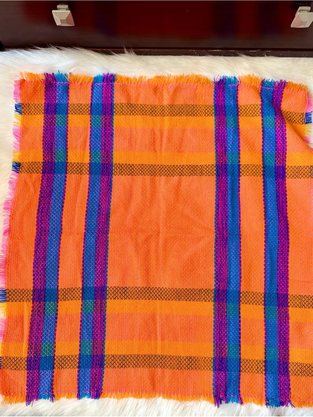 Colorful‎ Handwoven Stripped Textile Home Decor Accent with Fringe